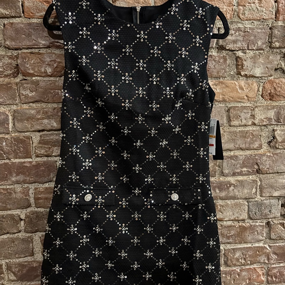 City Studio Black and White Geometric Mini Dress